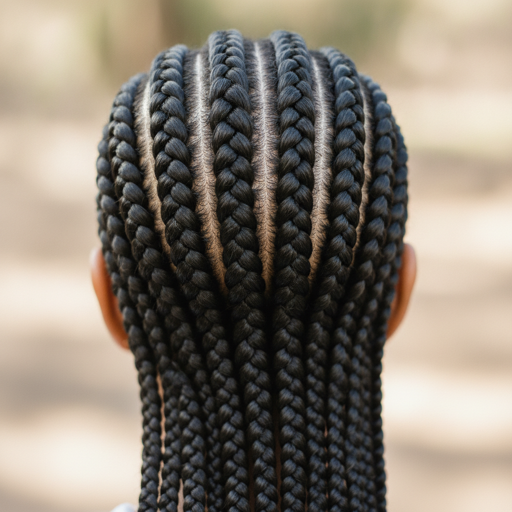 Cornrow Braids shows only the back of the head